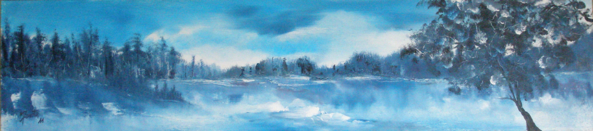Winterlandschaft 2011, 25 x 104 Leinwand in Oel